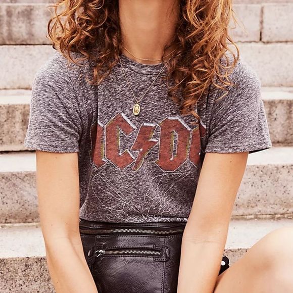 Lauren Moshi Tops - Lauren Moshi AC/DC distressed graphic tee, medium